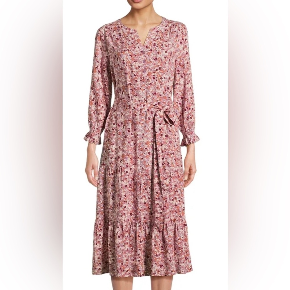 💜SALE💜Beach Lunch Lounge Floral Tiered Belted Midi Dress XXL